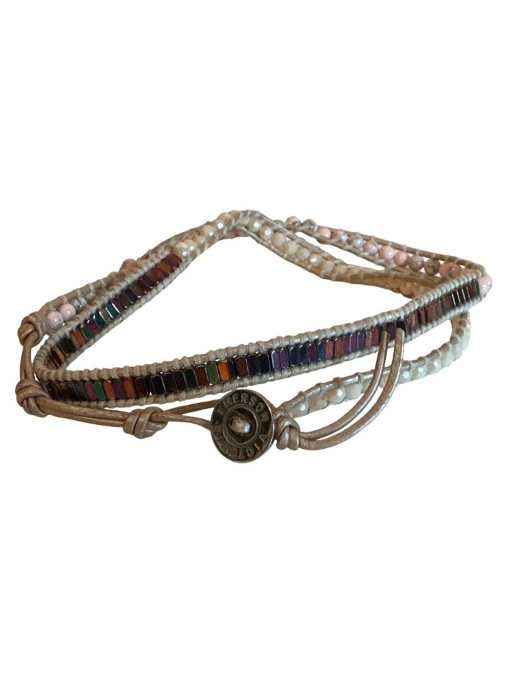 Emerson Victoria Wrap Bracelet Multicolor Beads & Pink Stones Boho Southwestern